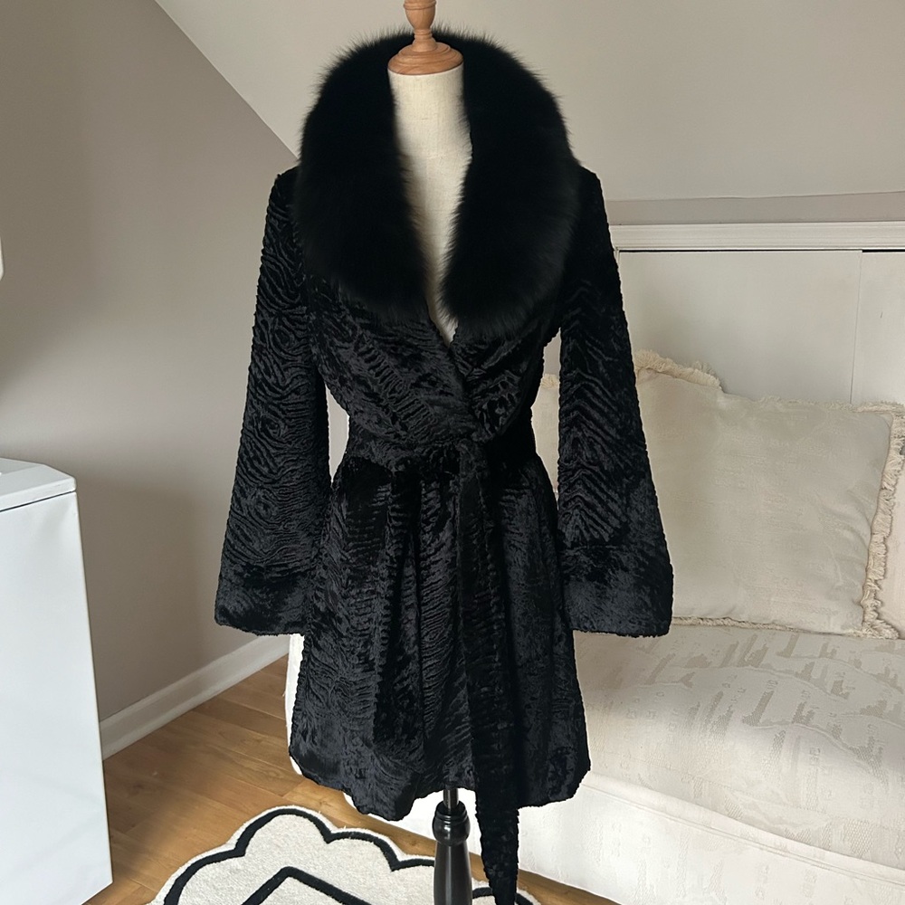 alice + olivia textured fur coat